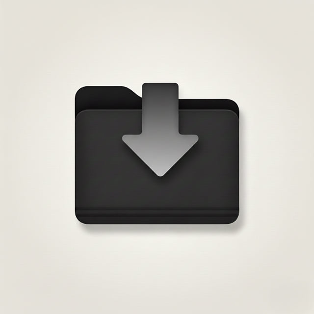 Legacybox digital download icon with dark folder and download arrow representing digitized files delivered electronically from converted home movies, photos, and film reels