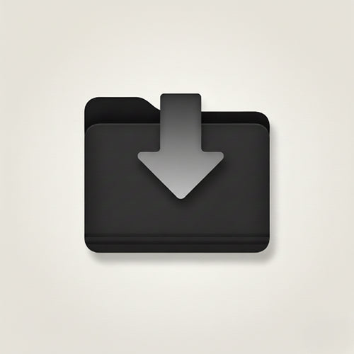 Legacybox digital download icon with dark folder and download arrow representing digitized files delivered electronically from converted home movies, photos, and film reels