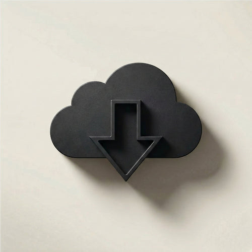 Legacybox digital download cloud icon with downward arrow representing cloud-based delivery of digitized home movies, photos, and film files