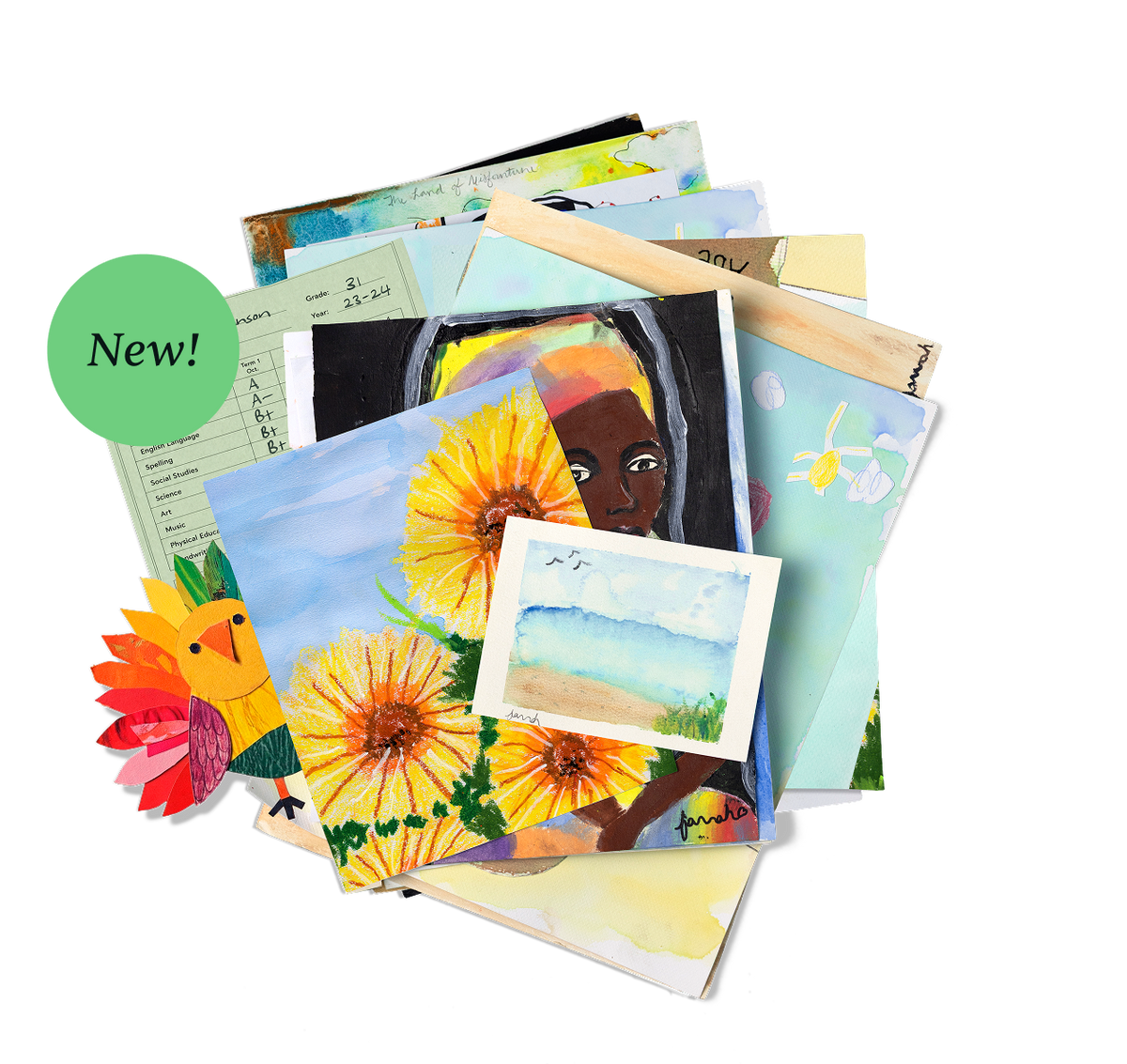 New Kids’ Art digitizing: a collection of children’s drawings, paintings, and schoolwork.