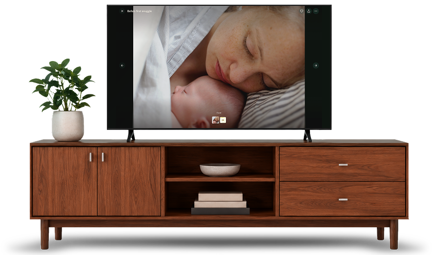 TV console showing Legacybox memories