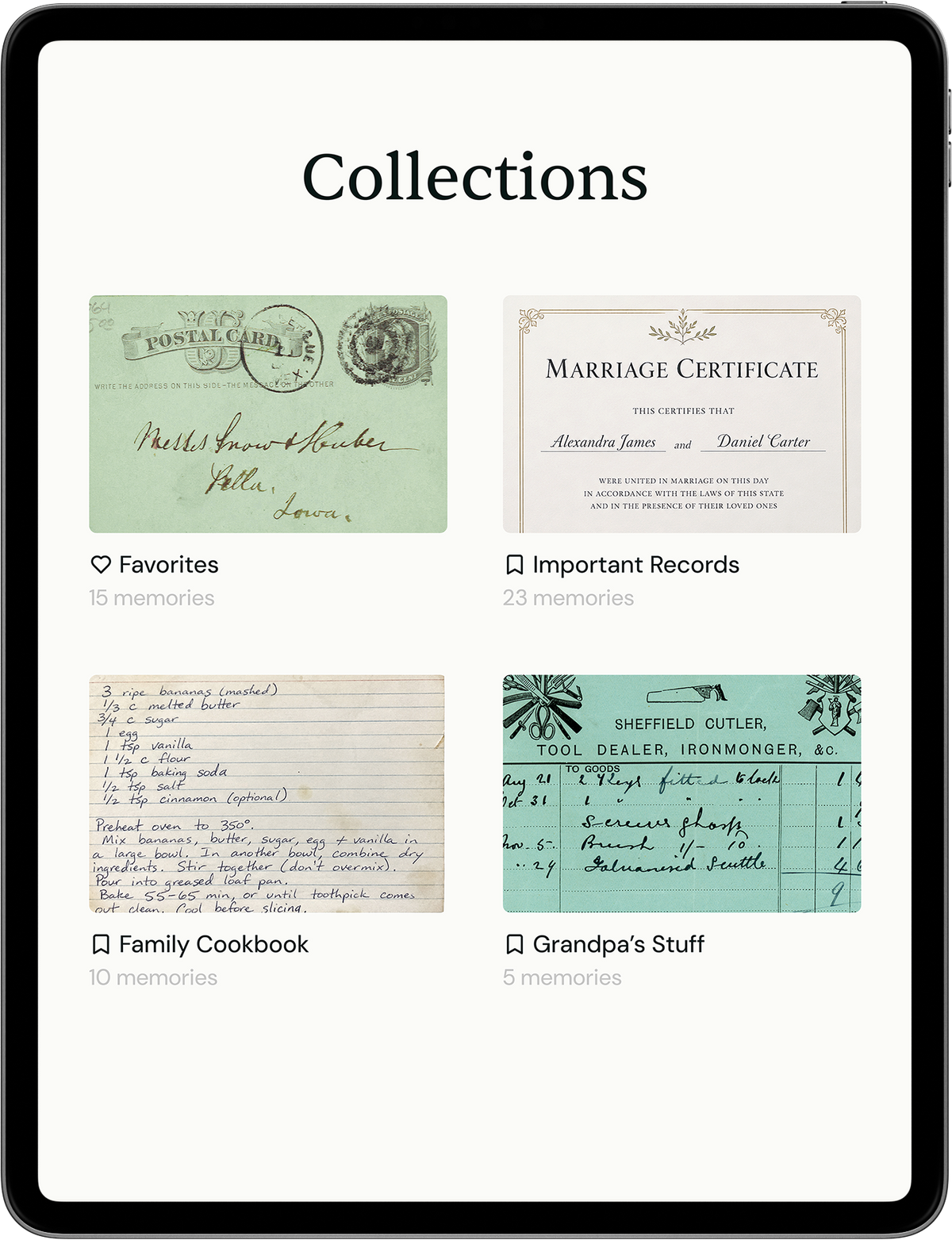 A digital collection organized by child and year